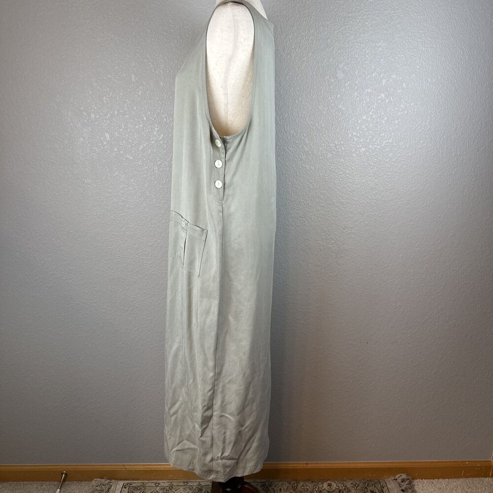 Talbots Vintage 90s Minimalist Jumper Sleeveless Dress Size M Khaki 100% Tencel - Picture 4 of 9